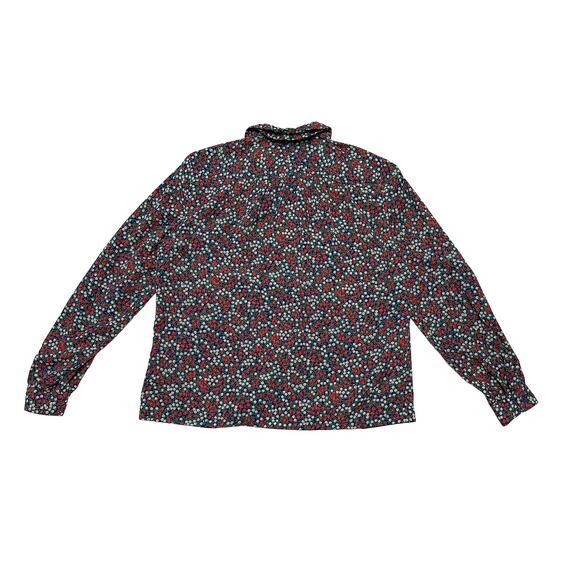 VTG Pendleton Country Sophisticates Floral Tie Blouse Daisy Rose Navy Petite M - Picture 3 of 10